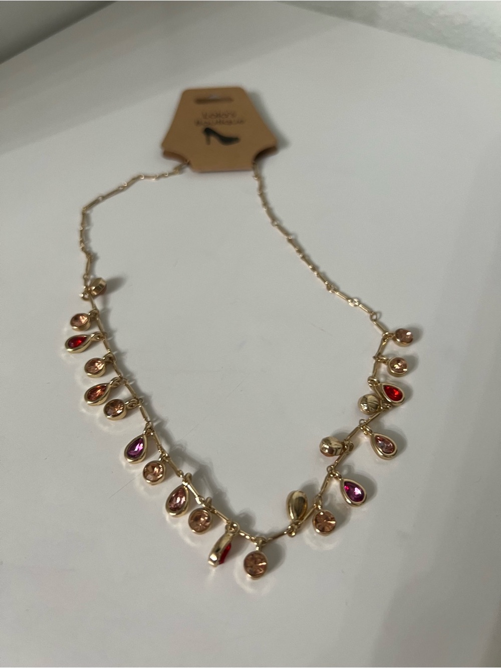New Gold-Tone Multicolor Teardrop Necklace - Women Jewelry